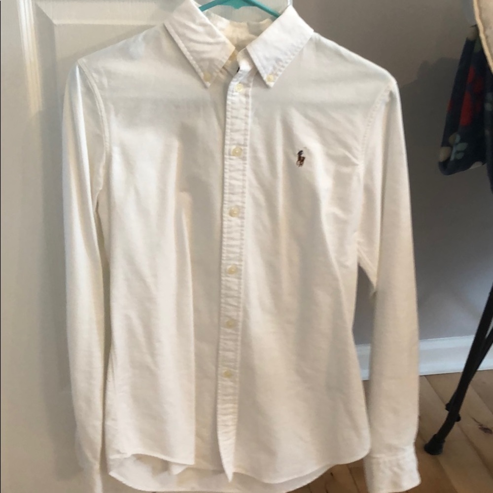 Women’s white Ralph Lauren polo shirt